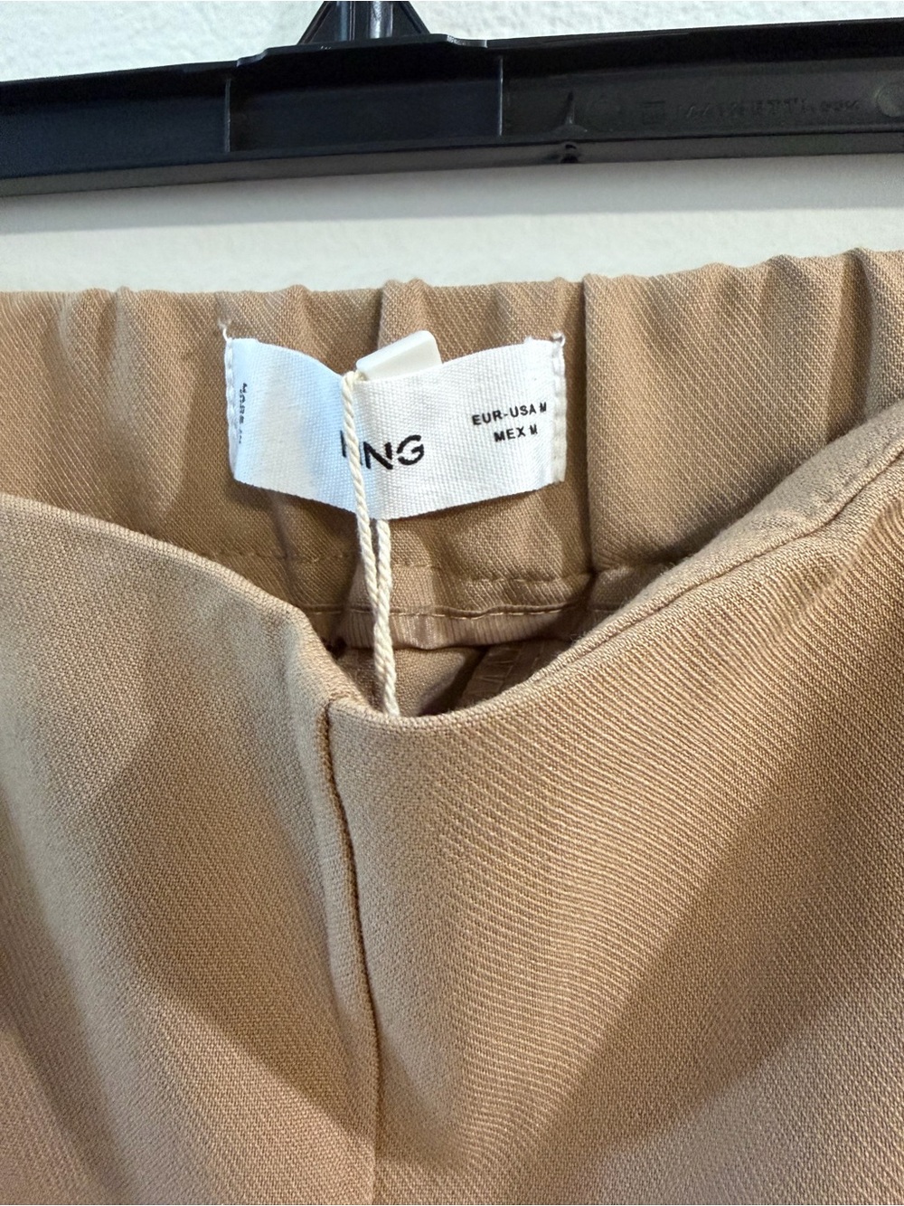 Mango High-Rise Wide-Leg Tan Trousers with Gold Buttons - Picture 4 of 6